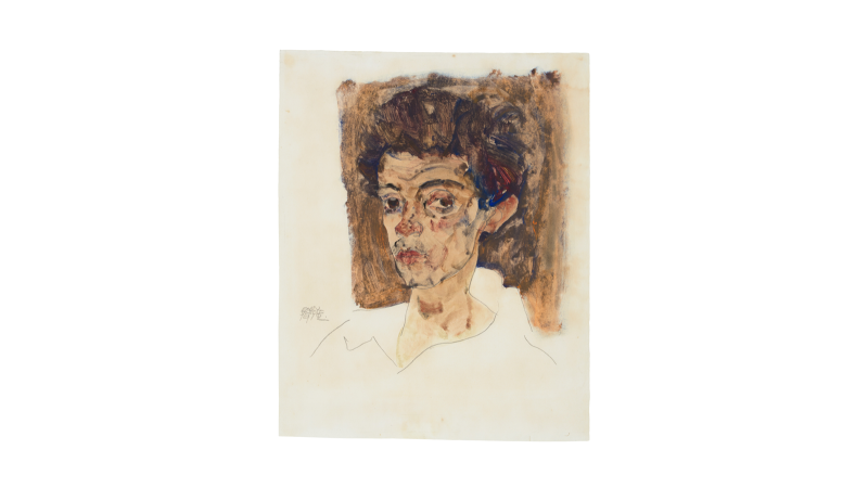 Egon Schiele, Self-Portrait with Brown Background, 1912, gift of Kallir Family, photo courtesy Kallir Research Institute, New York