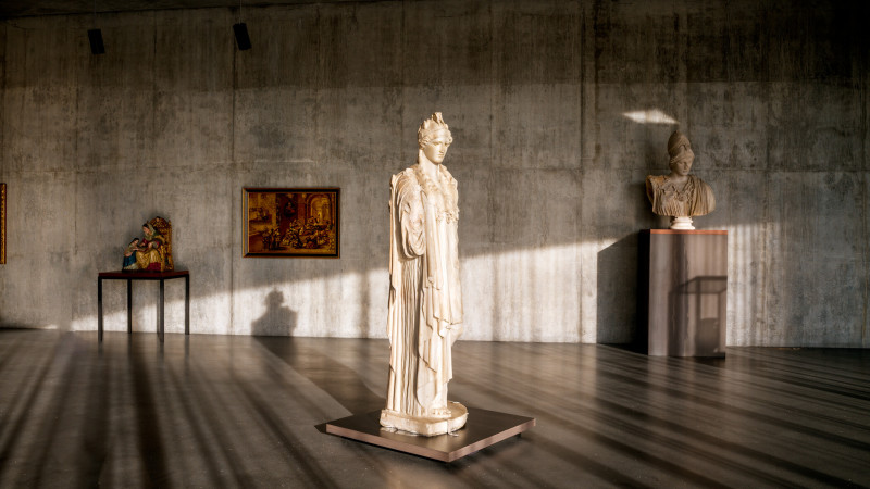 Photo of gallery with artworks