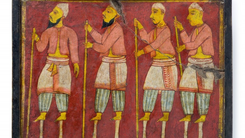 Unknown, Tile with Stilt-Walkers, late 18th century