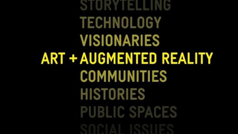 Yellow text on black background: Art + Augmented Reality 