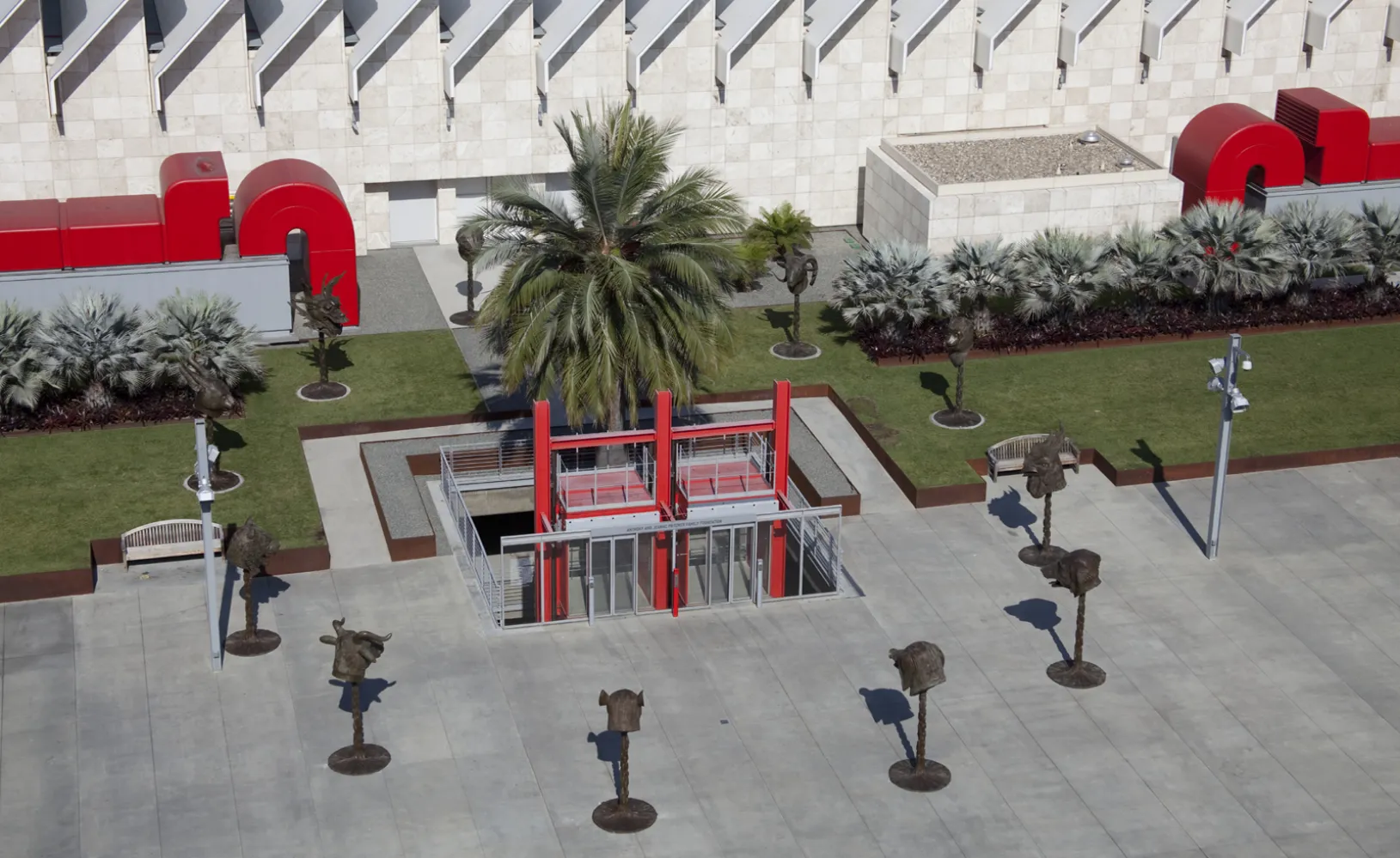 Installation photograph, Ai Weiwei: Circle of Animals/Zodiac Heads, Los Angeles County Museum of Art, August 20, 2011 - February 12, 2012, © Ai Weiwei Studio, photo © Museum Associates/LACMA