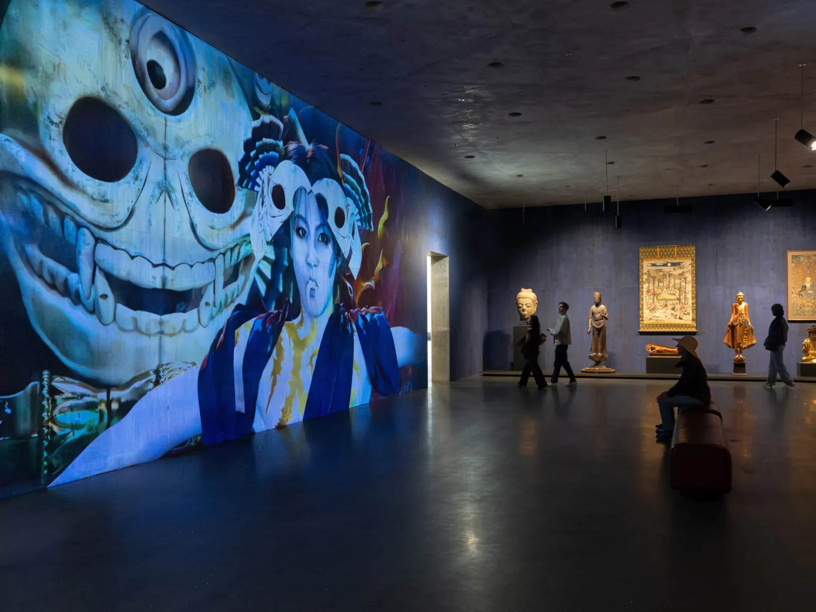 <p>Visitors in the David Geffen Galleries with Lu Yang’s <em>DOKU: Yama Māyā</em> (2026) at left, Los Angeles County Museum of Art, photo © Museum Associates/LACMA, by Charlie Powers</p>